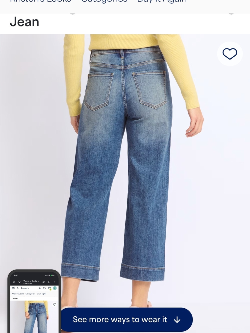 High-Rise Cropped Wide-Leg Jeans in Medium Blue